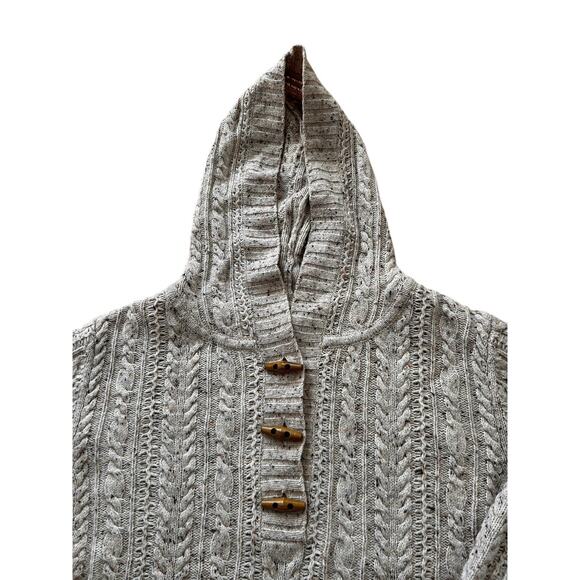 Eddie Bauer Women’s Wool & Cashmere Blend Hooded Cable Knit Fisherman Sweater XL - Picture 4 of 13